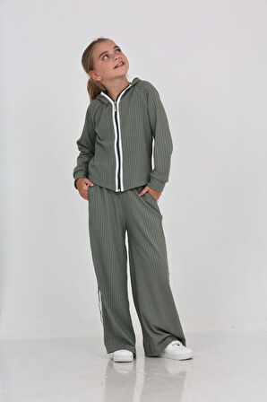 Toontoy Kız Çocuk Şerit Detaylı Eşofman Takım