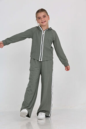 Toontoy Kız Çocuk Şerit Detaylı Eşofman Takım