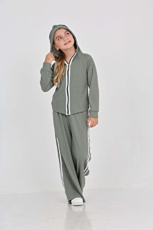 Toontoy Kız Çocuk Şerit Detaylı Eşofman Takım