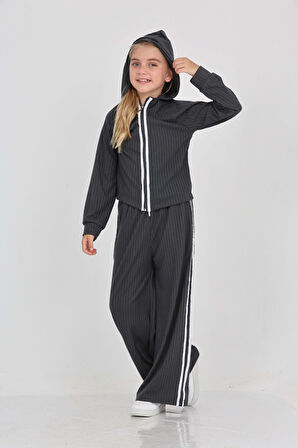 Toontoy Kız Çocuk Şerit Detaylı Eşofman Takım