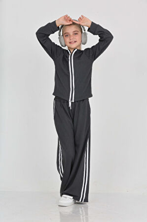 Toontoy Kız Çocuk Şerit Detaylı Eşofman Takım