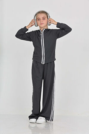 Toontoy Kız Çocuk Şerit Detaylı Eşofman Takım