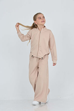 Toontoy Kız Çocuk Oval Kesim Detaylı Eşofman Takım