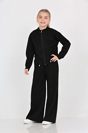 Toontoy Kız Çocuk Oval Kesim Detaylı Eşofman Takım