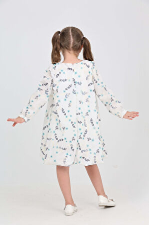 Toontoy Kız Çocuk Çiçekli Volanlı Elbise