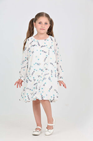 Toontoy Kız Çocuk Çiçekli Volanlı Elbise