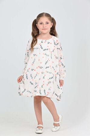 Toontoy Kız Çocuk Çiçekli Volanlı Elbise