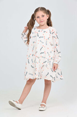 Toontoy Kız Çocuk Çiçekli Volanlı Elbise