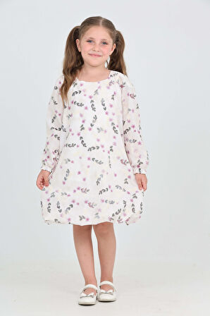 Toontoy Kız Çocuk Çiçekli Volanlı Elbise