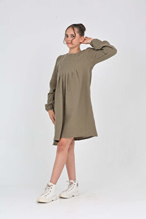 Toontoy Kız Çocuk Pile Detaylı Elbise