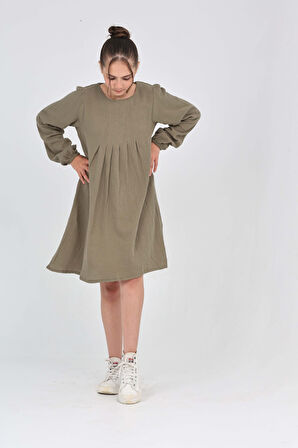 Toontoy Kız Çocuk Pile Detaylı Elbise