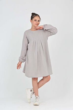 Toontoy Kız Çocuk Pile Detaylı Elbise