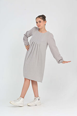 Toontoy Kız Çocuk Pile Detaylı Elbise