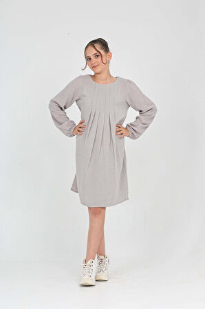 Toontoy Kız Çocuk Pile Detaylı Elbise