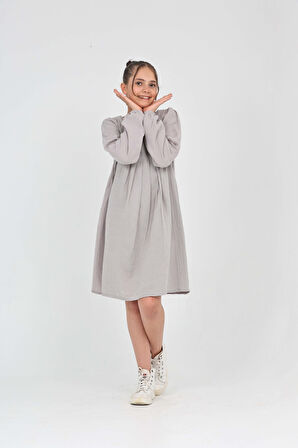 Toontoy Kız Çocuk Pile Detaylı Elbise