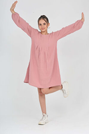 Toontoy Kız Çocuk Pile Detaylı Elbise