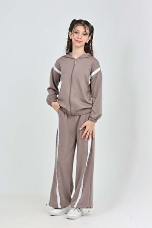 Toontoy Kız Çocuk Şerit Detaylı Eşofman Takım