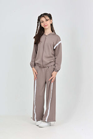 Toontoy Kız Çocuk Şerit Detaylı Eşofman Takım