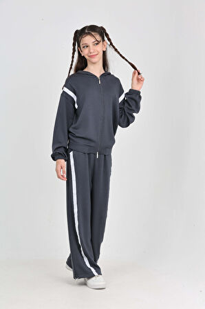 Toontoy Kız Çocuk Şerit Detaylı Eşofman Takım