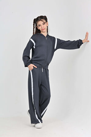 Toontoy Kız Çocuk Şerit Detaylı Eşofman Takım