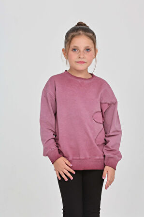 Toontoy Kız Çocuk Çiçek Nakışlı Sweatshirt