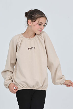 Toontoy Kız Çocuk Pretty Baskılı Sweatshirt