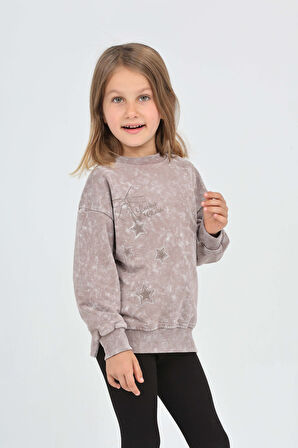 Toontoy Kız Çocuk Yıldız Baskılı Sweatshirt