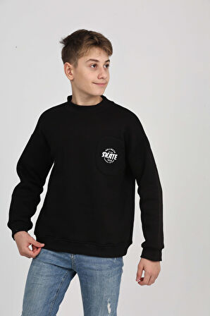 Toontoy Erkek Çocuk Cep Skate Baskılı Sweatshirt