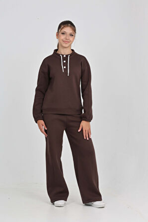 Toontoy Kız Çocuk Yaka Çıtçıtlı Eşofman Takım