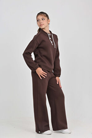 Toontoy Kız Çocuk Yaka Çıtçıtlı Eşofman Takım