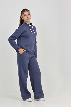 Toontoy Kız Çocuk Yaka Çıtçıtlı Eşofman Takım