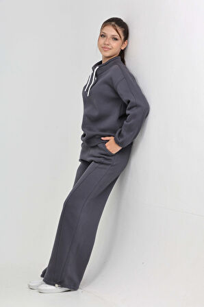 Toontoy Kız Çocuk Yaka Çıtçıtlı Eşofman Takım