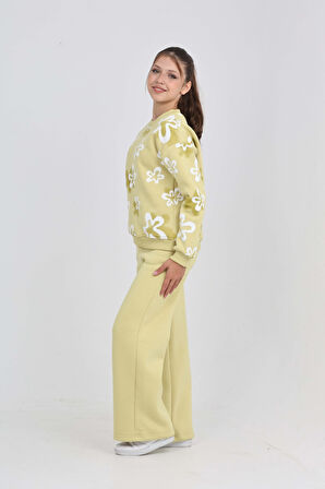 Toontoy Kız Çocuk Çiçek Baskılı Eşofman Takım