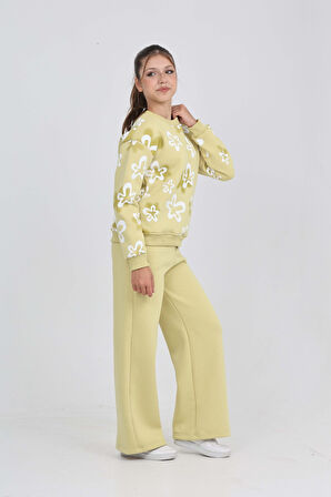 Toontoy Kız Çocuk Çiçek Baskılı Eşofman Takım