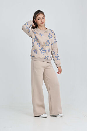 Toontoy Kız Çocuk Çiçek Baskılı Eşofman Takım