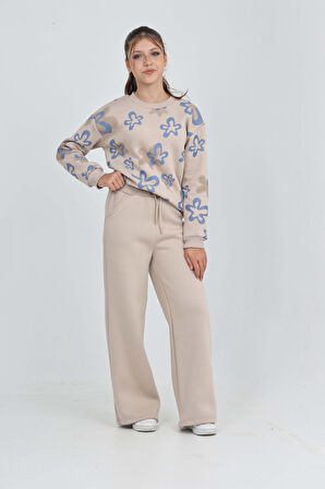 Toontoy Kız Çocuk Çiçek Baskılı Eşofman Takım