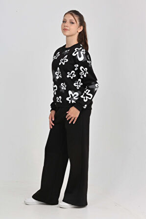 Toontoy Kız Çocuk Çiçek Baskılı Eşofman Takım