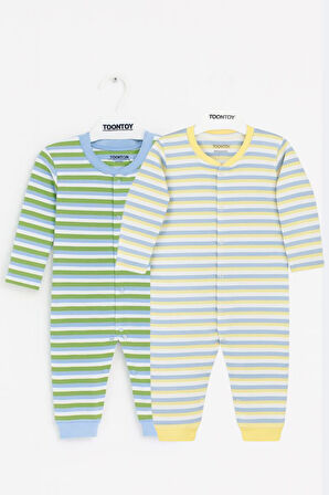 Toontoy Unisex Çizgili 2 Li Paçalı Tulum