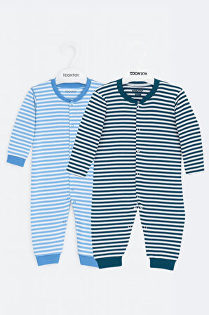 Toontoy Unisex Çizgili 2 Li Paçalı Tulum