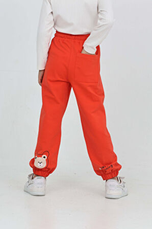 Toontoy Kız Çocuk Paça Ayı Baskılı Eşofman Alt