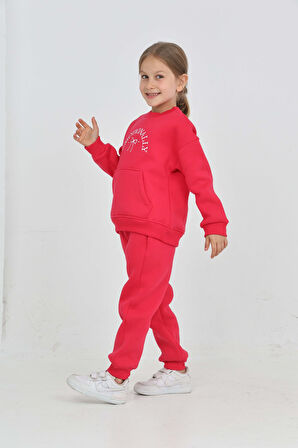 Toontoy Kız Çocuk Fiyonk Nakışlı Eşofman Takım