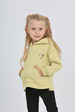 Toontoy Kız Çocuk Kalp Baskılı Sweatshırt