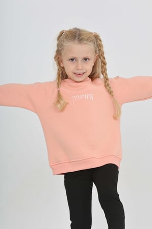 Toontoy Kız Çocuk Nakışlı Bisiklet Yaka Reglan Kol  Sweatshırt 24909