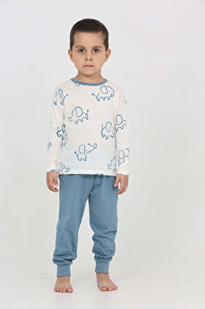 Toontoy Erkek Çocuk Fil Pano Baskılı Pijama Takım