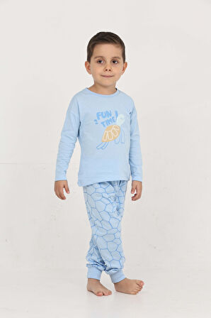 Toontoy Erkek Çocuk Kaplumbağa Baskılı Pijama Takım