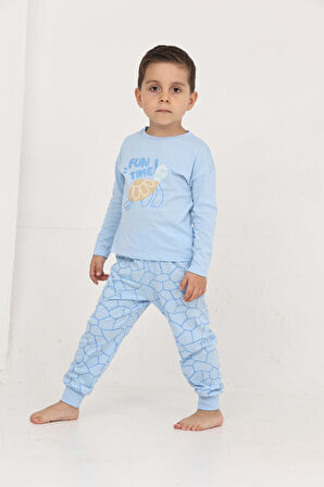 Toontoy Erkek Çocuk Kaplumbağa Baskılı Pijama Takım