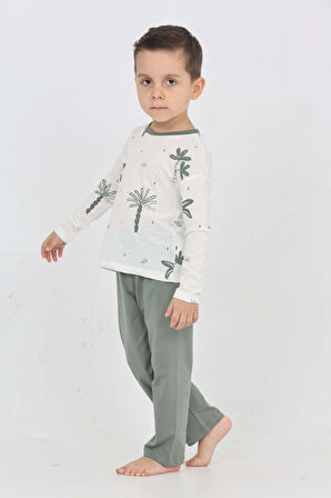 Toontoy Erkek Çocuk Palmiye Baskılı Pijama Takım