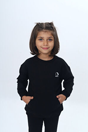 Toontoy Kız Çocuk Mini Kalp Baskılı Sweatshirt