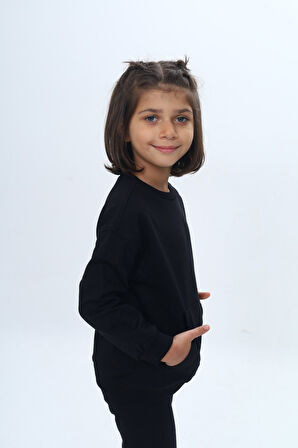 Toontoy Kız Çocuk Mini Kalp Baskılı Sweatshirt