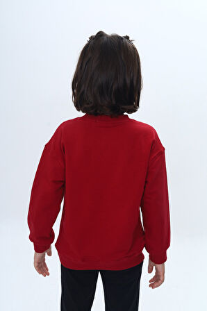 Toontoy Kız Çocuk Mini Kalp Baskılı Sweatshirt